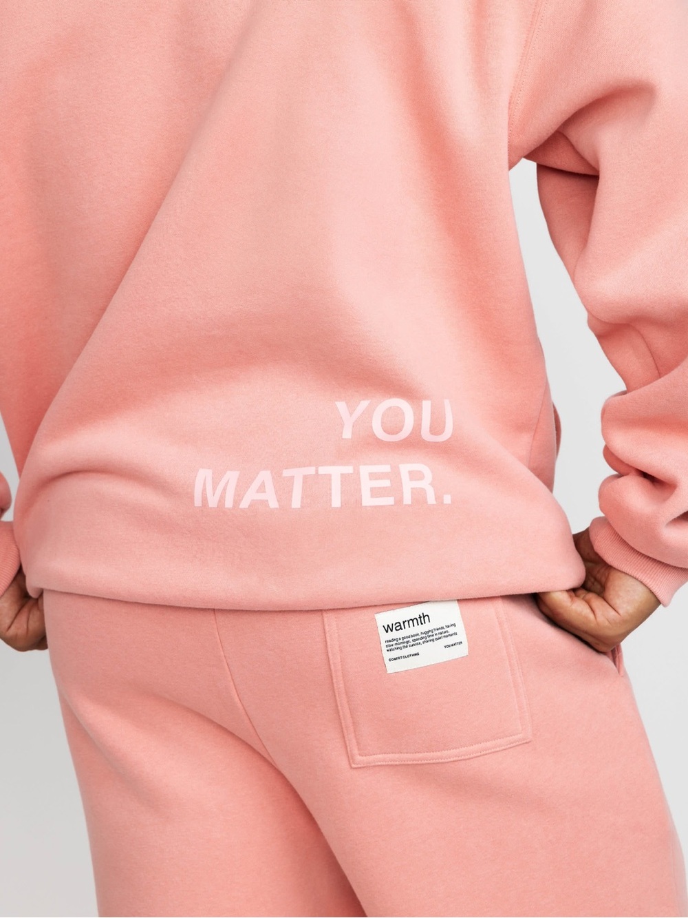 Oversized and weighted coral blush Track Pants & Hoodie You Matter COMFRT 2XL - Picture 3 of 16